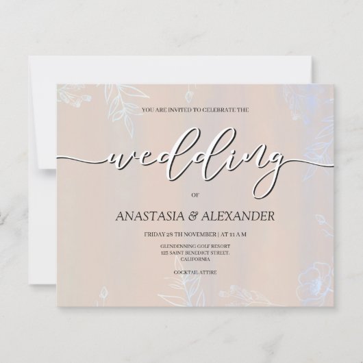 Einladung zum Hochzeitsfeiern. Papierblatt (Vorderseite)