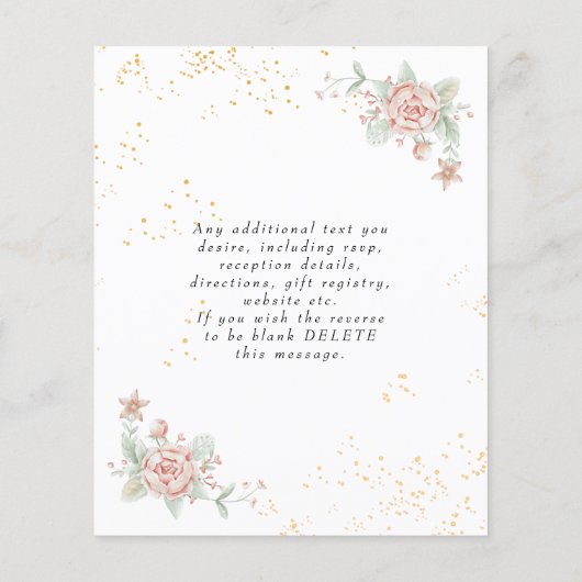 Einladung zum Hochzeitsfeiern Pink Peony Flyer (Hinten)