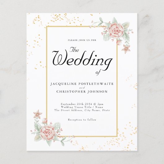 Einladung zum Hochzeitsfeiern Pink Peony Flyer (Vorne)