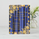 Einladung zum Hochzeitsfeiern Royal Blue and Gold, (Stehend Vorderseite)