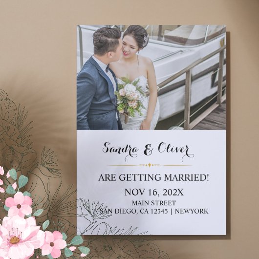 Einladung zum Hochzeitsfeiern - Save the Date grau