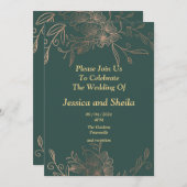 Einladung zum Hochzeitsfeiern, smaragdgrün (Vorne/Hinten)