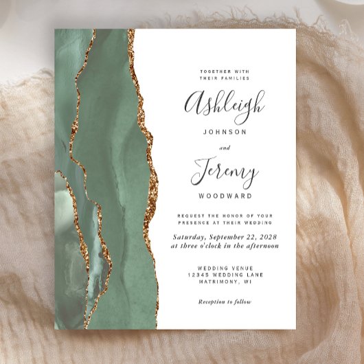 Einladung zum Hochzeitsfeiern von Green Gold Agate