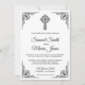 Einladung zum Hochzeitsfest in Schwarz und Weiß (Vorderseite)