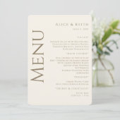 Einladung zum Hochzeitsmenü von Cream Rounded Gold (Stehend Vorderseite)