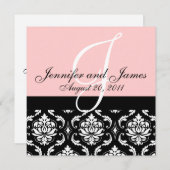 Einladung zum Hochzeitsmonat Datum Rosa Damast (Vorne/Hinten)