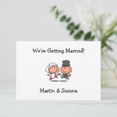 Einladung zum Hochzeitspaar Cartoon (Stehend Vorderseite)