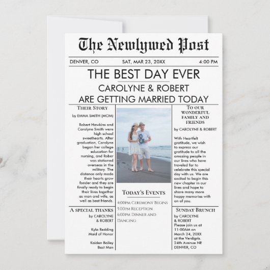 Einladung zum Hochzeitsprogramm (Vorderseite)