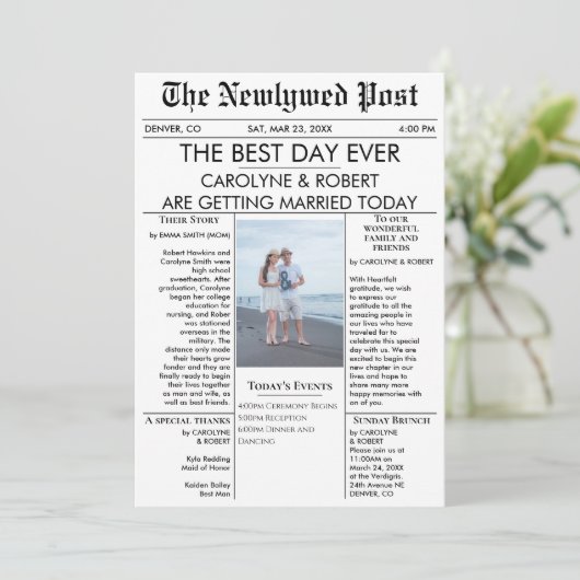 Einladung zum Hochzeitsprogramm (Stehend Vorderseite)