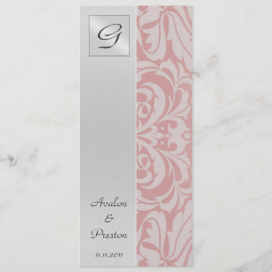 Einladung zum Hochzeitsprogramm für Monogram Pink