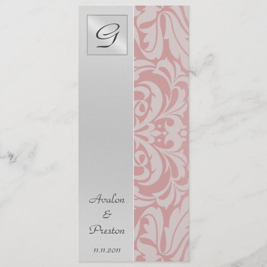 Einladung zum Hochzeitsprogramm für Monogram Pink (Vorderseite)