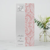 Einladung zum Hochzeitsprogramm für Monogram Pink (Stehend Vorderseite)