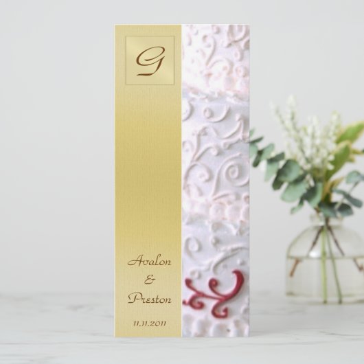 Einladung zum Hochzeitsprogramm für Monogram White (Stehend Vorderseite)