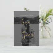 Einladung zum Hochzeitsschreiben mit Foto und QR-C (Stehend Vorderseite)