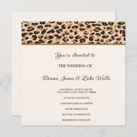 Einladung zum Hochzeitsschreiben von Leopard (Vorne/Hinten)