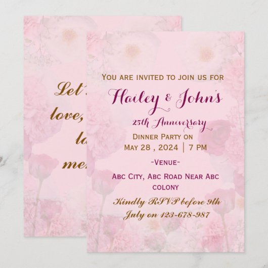 Einladung zum Hochzeitstag (Vorne/Hinten)