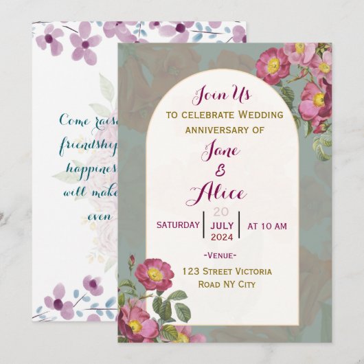 Einladung zum Hochzeitstag (Vorne/Hinten)