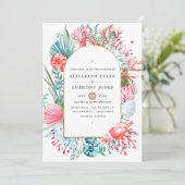 Einladung zum Hochzeitstag im aquamarinen und Kora (Stehend Vorderseite)