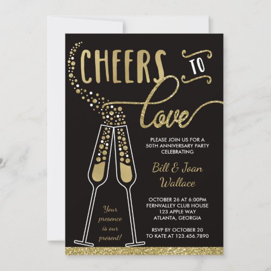 Einladung zum Hochzeitstag, Imitate Glitzer (Vorderseite)