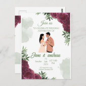 Einladung zum Hochzeitstag Postkarte (Vorne/Hinten)