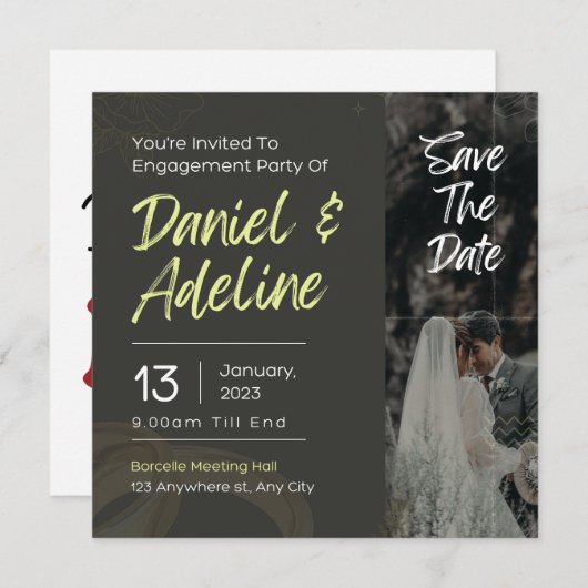 Einladung zum Hochzeitstag retten (Vorne/Hinten)