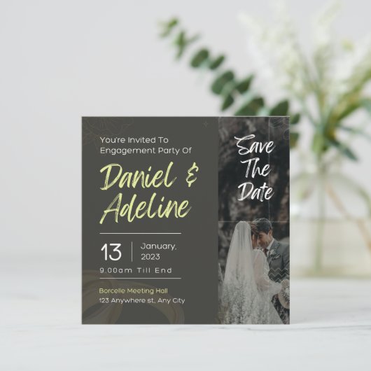 Einladung zum Hochzeitstag retten (Stehend Vorderseite)