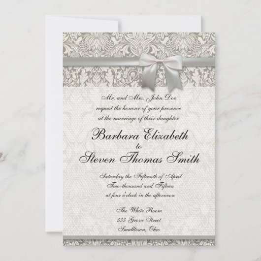 Einladung zum Hochzeitsvorbereiten von weißer Spit (Vorderseite)