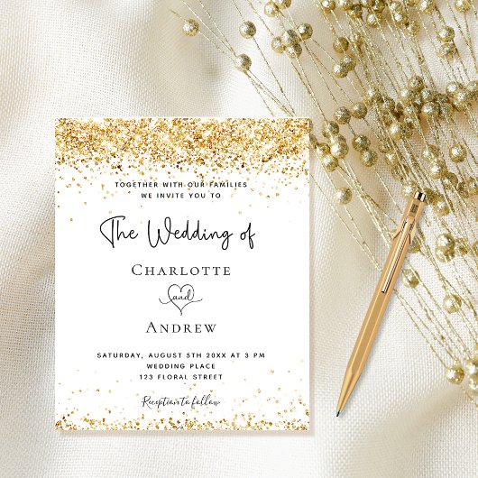 Einladung zum Hochzeitsweißgold-Glitzer Flyer