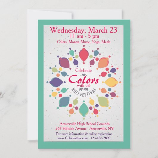 Einladung zum Holi Festival (Vorderseite)