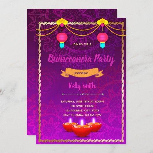 Einladung zum indischen Party (Vorne/Hinten)