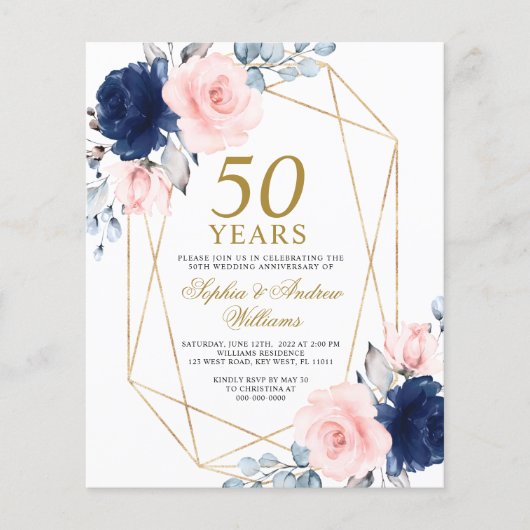 Einladung zum Jahrestag der Hochzeitsfeier (Vorderseite)