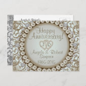 Einladung zum Jahrestag | Gold Heft Monogram (Vorne/Hinten)