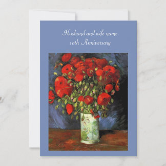 Einladung zum Jahrestag. Vase mit roten Poppies