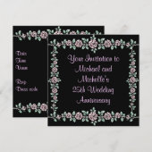 Einladung zum Jubiläum Black Pink Roses Metal (Vorne/Hinten)