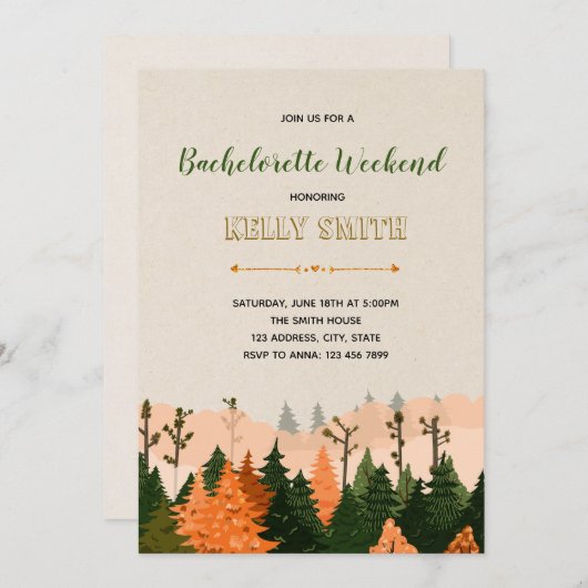 Einladung zum Junggeselinnen-Abschied am Wochenend (Vorne/Hinten)