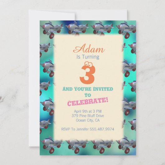 Einladung zum Kind zum Geburtstag (Vorderseite)