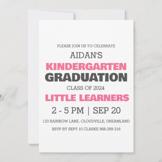 Einladung zum Kindergarten Abschluss (Rückseite)
