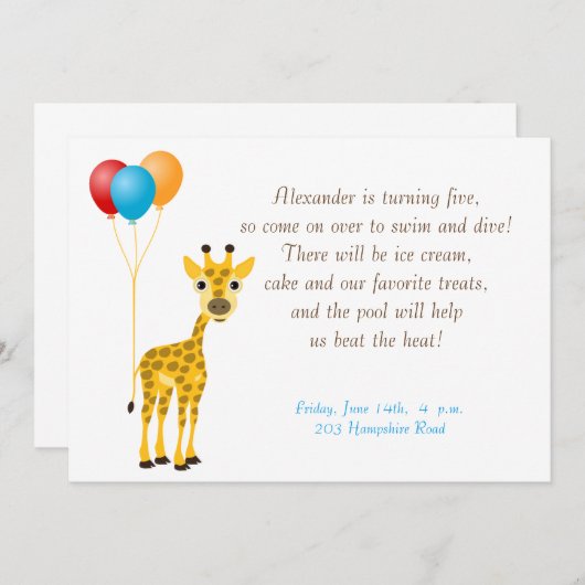 Einladung zum Kindergeburtstag (Vorne/Hinten)