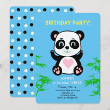 Einladung zum Kindergeburtstag mit Panda Bär