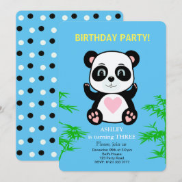 Einladung zum Kindergeburtstag mit Panda Bär