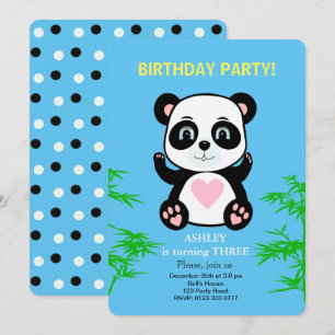 Einladung zum Kindergeburtstag mit Panda Bär