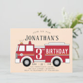 Einladung zum Kindergeburtstag von Feuerwehrfahrze (Stehend Vorderseite)