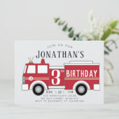 Einladung zum Kindergeburtstag von Feuerwehrfahrze (Stehend Vorderseite)