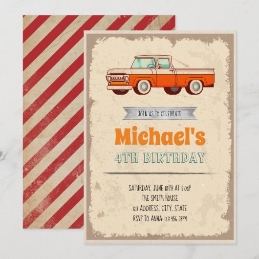 Einladung zum klassischen AutoGeburtstag (Vorne/Hinten)