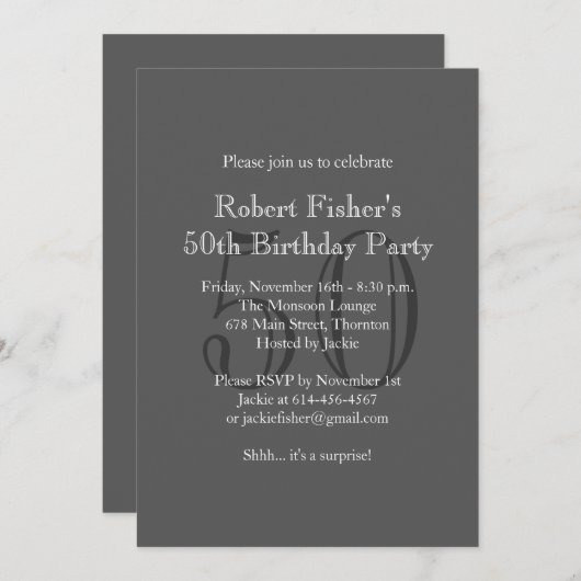 Einladung zum klassischen Grauen Geburtstag (Vorne/Hinten)