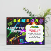 Einladung zum Laser Tag Birthday (Stehend Vorderseite)