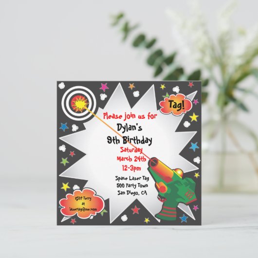 Einladung zum Laser Tag Geburtstag (Stehend Vorderseite)