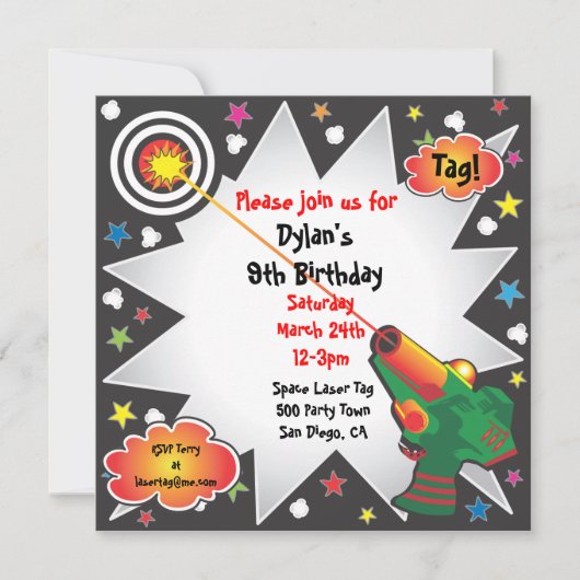 Einladung zum Laser Tag Geburtstag (Vorderseite)
