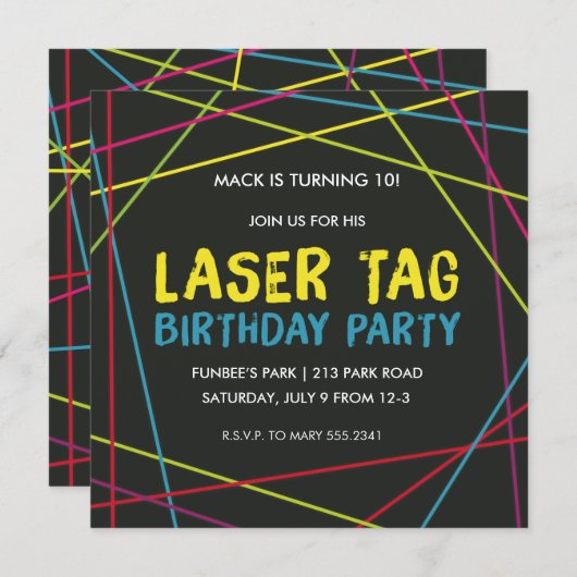 Einladung zum Laser Tag Geburtstag (Vorne/Hinten)