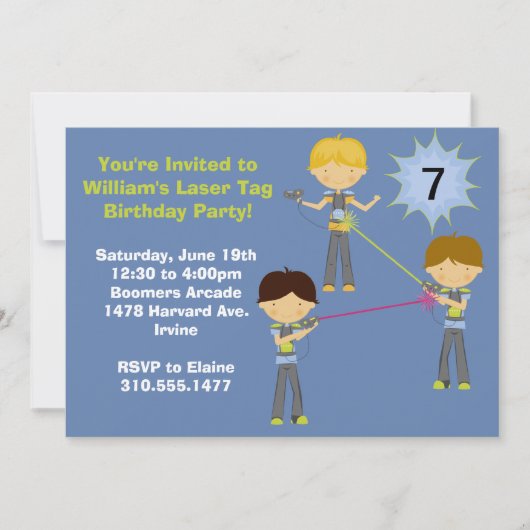 Einladung zum Laser Tag Geburtstag (Vorderseite)